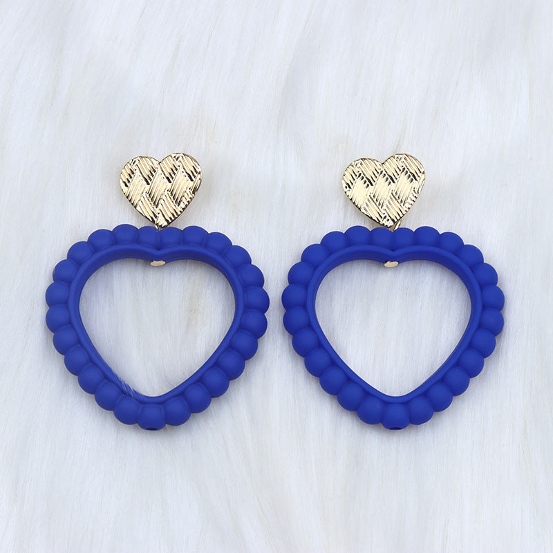 Wholesale Valentine's Day Heart Hollow Acrylic Earrings